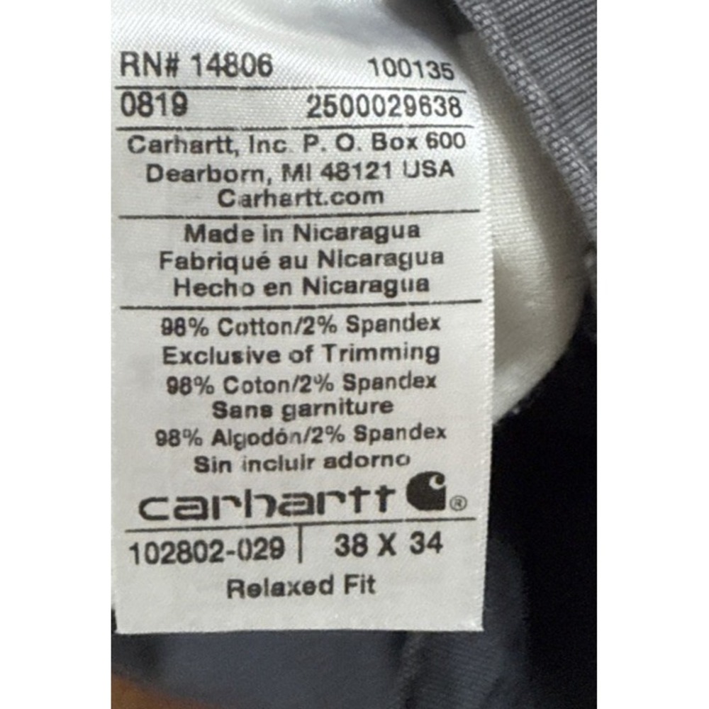 Carhartt Cargo Jeans Pants Mens 38x34 Gray Relaxed Fit Ripstop Work Utility - Picture 4 of 7